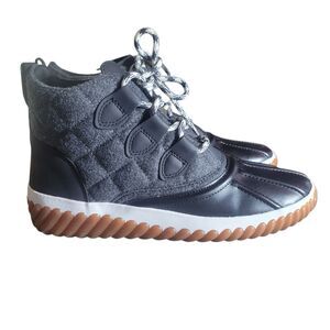 Skechers Jagged Pond Moodspace Boots Women's Size 7 Gray Black Winter Casual NEW